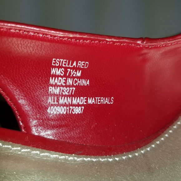 Elle Estella Red Slingback Open Toe Size 7 1/2 Heels and platform in cork - Picture 10 of 10